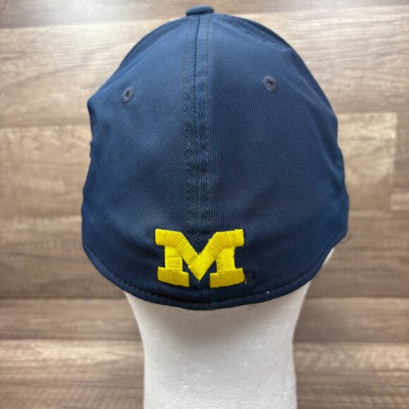 University of Michigan Adidas Cap Hat Blue Maize Stretch L/XL NCAA Football - Picture 3 of 10